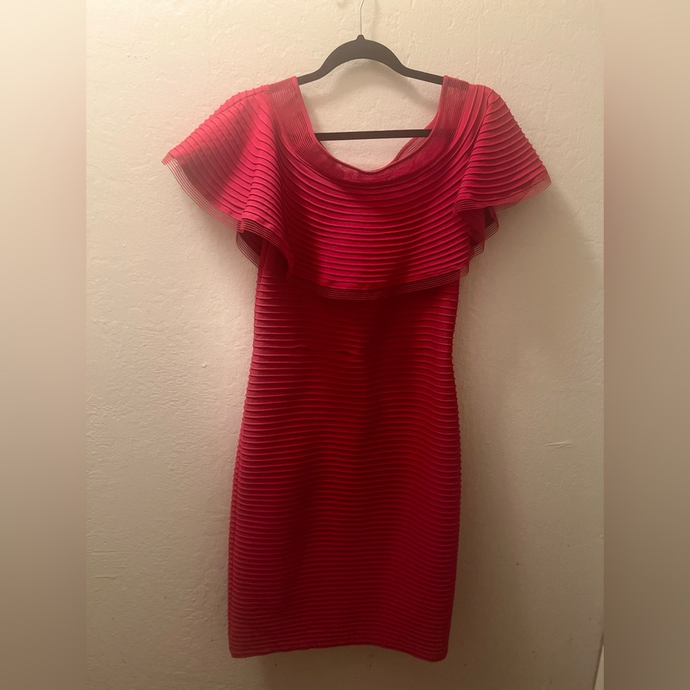 TADASHI SHOJI—Red Off Shoulder Cocktail Dress [WORN ONCE, BRAND NEW]